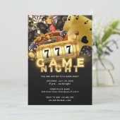 Invitation Game Night Party Black Gold (Debout devant)