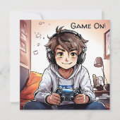 Invitation Game On! Vidéo Jeu de garçon Anniversaire (Devant)