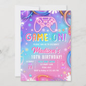 Invitation Game On Videogame Arcade VR Neon Girl Birthday (Devant)