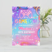 Invitation Game On Videogame Arcade VR Neon Girl Birthday (Debout devant)