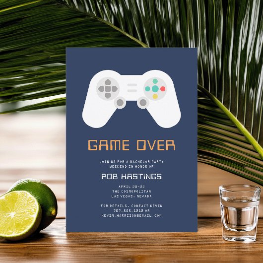 Invitation Game Over | Thème de jeu pour enterrement de vie d