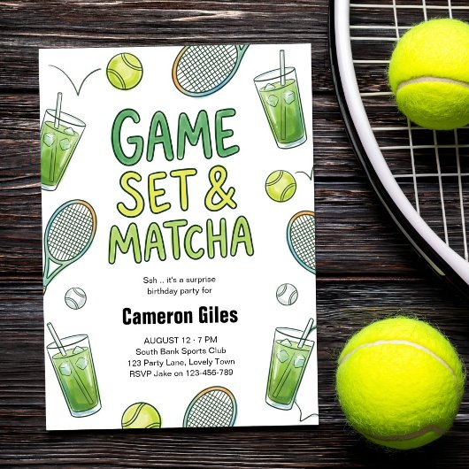 Invitation Game Set and Matcha Tennis Surprise Birthday