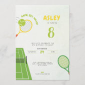 Invitation Game, Set, Match Tennis Party Trendy 8th Birthday (Devant)