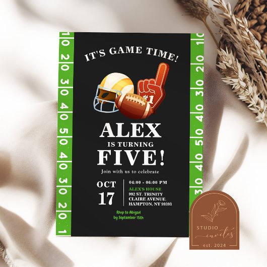 Invitation Game Time Football fête cinq ans d'anniversaire