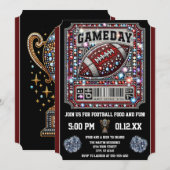 Invitation Gameday Bling Football Party Big Game Bowl Jeu (Devant / Derrière)