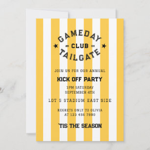 Invitation Gameday Tailgate Club Kick Party Yellow Team