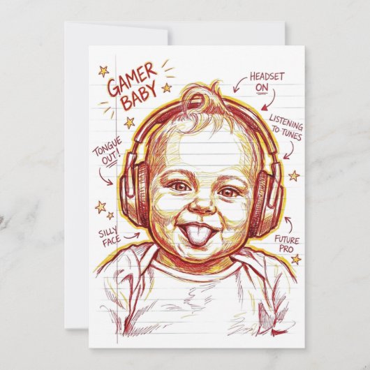 Invitation Gamer Baby Funny Gaming Art (Devant)