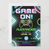 Invitation Gamer Boy 10e fête d'anniversaire de Neon (Devant)