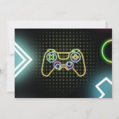 Invitation Gamer Boy 10th Neon Gaming Birthday Photo (Dos)