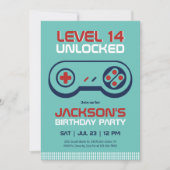 Invitation Gamer Boy Level Déverrouillé Jeux Vidéo Anniversai (Devant)