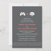 Invitation Gamer Controller Love Wedding Invite - Red & Grey (Devant)