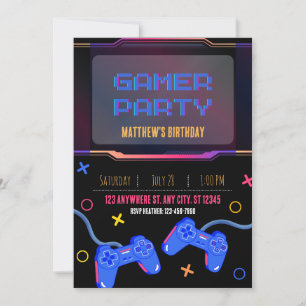 Invitation - Gamer Party - Nom de la Personnaliser