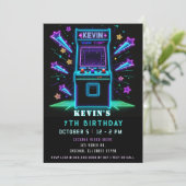 Invitation Gaming Fun Neon Glow Arcade Birthday (Debout devant)