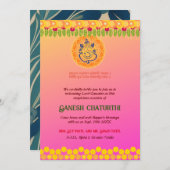 Invitation Ganesh Chaturthi Floral Coloré (Devant / Derrière)