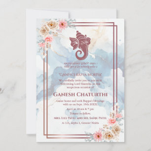 Invitation Ganesh Chaturthi Puja Floral