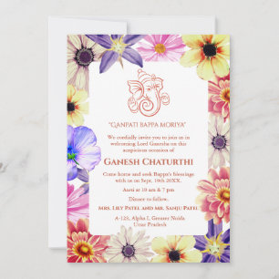 Invitation Ganesh Chaturthi Puja Floral