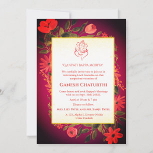 Invitation Ganesh Chaturthi Puja Floral