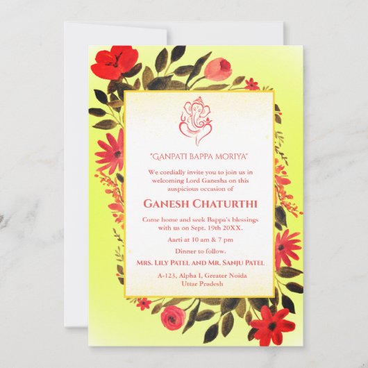 Invitation Ganesh Chaturthi Puja Floral (Devant)