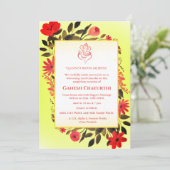 Invitation Ganesh Chaturthi Puja Floral (Debout devant)