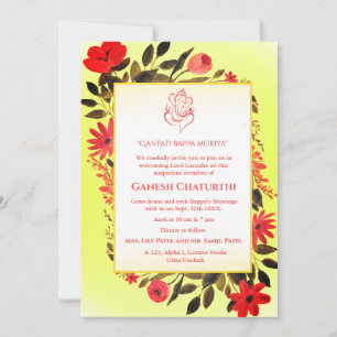 Invitation Ganesh Chaturthi Puja Floral