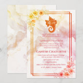 Invitation Ganesh Chaturthi Puja Floral (Devant / Derrière)