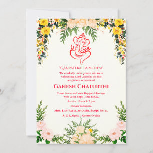 Invitation Ganesh Chaturthi Puja Floral
