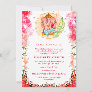 Invitation Ganesh Chaturthi Puja Floral