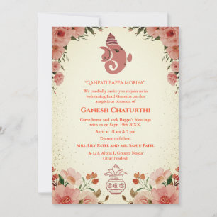 Invitation Ganesh Chaturthi Puja Floral