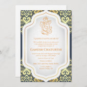 Invitation Ganesh Chaturthi Puja Golden (Devant / Derrière)