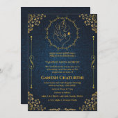 Invitation Ganesh Chaturthi Puja Parties scintillant et or (Devant / Derrière)