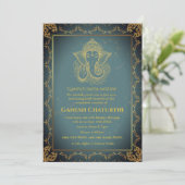 Invitation Ganesh Chaturthi Puja Roya Eléments dorés (Debout devant)