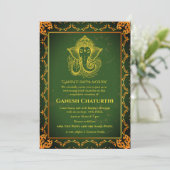 Invitation Ganesh Chaturthi Puja Roya Eléments dorés (Debout devant)
