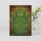 Invitation Ganesh Chaturthi Puja Roya Eléments dorés (Debout devant)