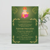 Invitation Ganesh Chaturthi Puja Roya Eléments dorés (Debout devant)
