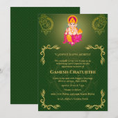 Invitation Ganesh Chaturthi Puja Roya Eléments dorés (Devant / Derrière)