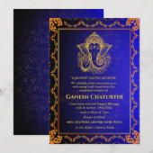 Invitation Ganesh Chaturthi Puja Roya Eléments dorés (Devant / Derrière)
