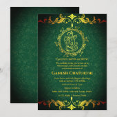 Invitation Ganesh Chaturthi Puja Roya Eléments dorés (Devant / Derrière)