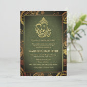 Invitation Ganesh Chaturthi Puja Roya Eléments dorés (Debout devant)