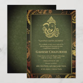 Invitation Ganesh Chaturthi Puja Roya Eléments dorés (Devant / Derrière)