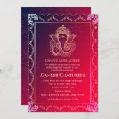 Invitation Ganesh Chaturthi Puja Roya Eléments dorés (Devant / Derrière)