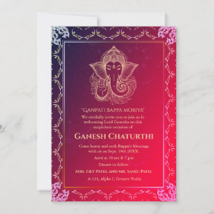 Invitation Ganesh Chaturthi Puja Roya Eléments dorés