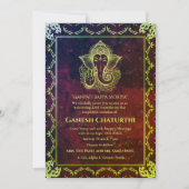 Invitation Ganesh Chaturthi Puja Roya Eléments dorés (Devant)