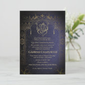 Invitation Ganesh Chaturthi Puja Roya Eléments dorés (Debout devant)