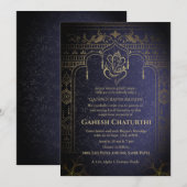 Invitation Ganesh Chaturthi Puja Roya Eléments dorés (Devant / Derrière)