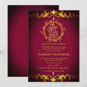 Invitation Ganesh Chaturthi Puja Roya Eléments dorés (Devant / Derrière)
