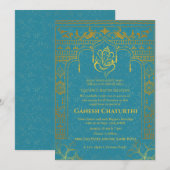 Invitation Ganesh Chaturthi Puja Roya Eléments dorés (Devant / Derrière)
