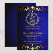 Invitation Ganesh Chaturthi Puja Roya Eléments dorés (Devant / Derrière)