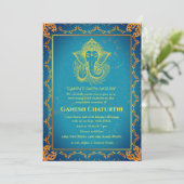 Invitation Ganesh Chaturthi Puja Roya Eléments dorés (Debout devant)
