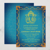 Invitation Ganesh Chaturthi Puja Roya Eléments dorés (Devant / Derrière)