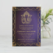 Invitation Ganesh Chaturthi Puja Roya Eléments dorés (Debout devant)